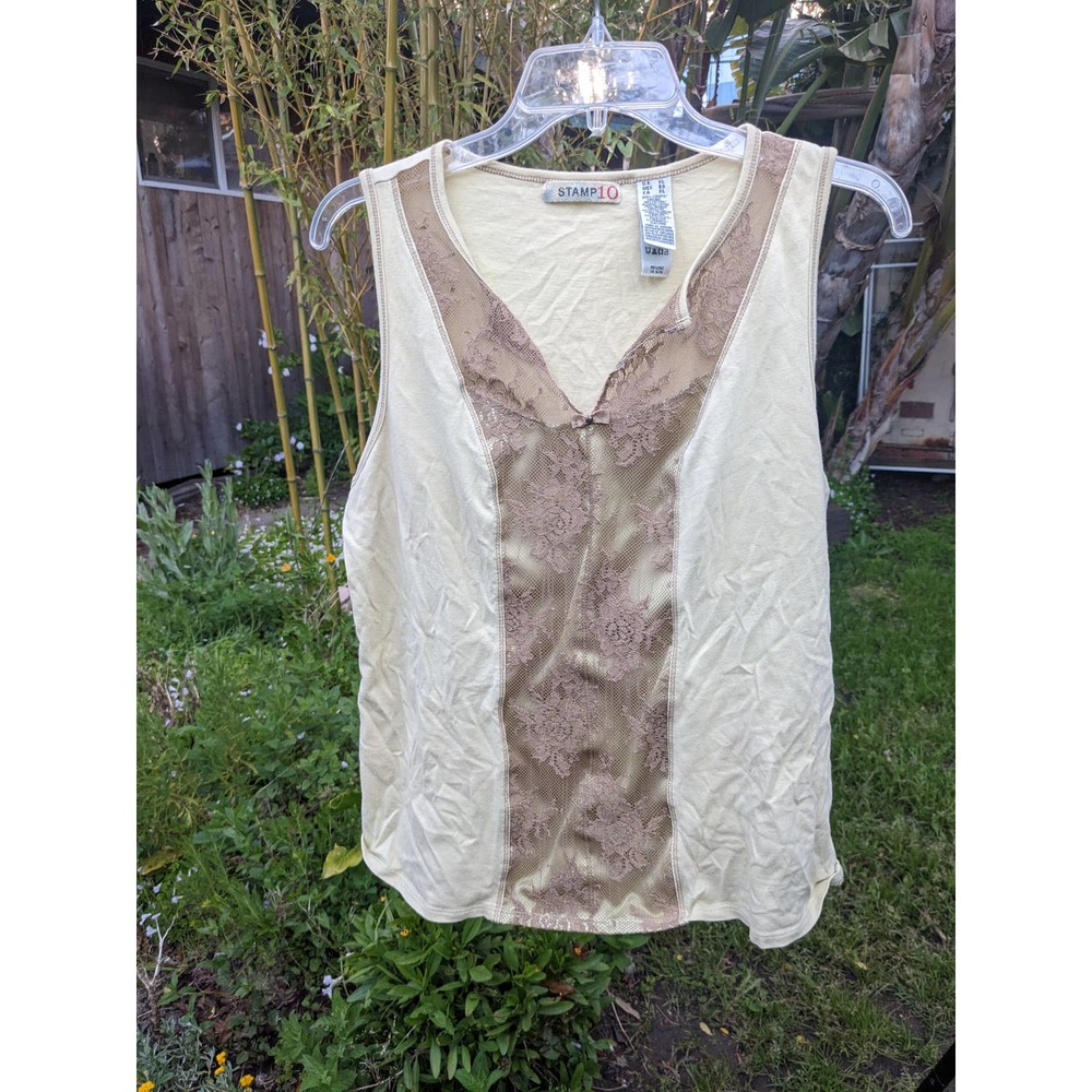 Stamp10 Y2K moss green lace cami Plus Size Size XL
